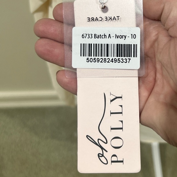 NWT Oh Polly ivory removable sleeves chiffon mini dress corset lace top size 6 - Picture 11 of 11